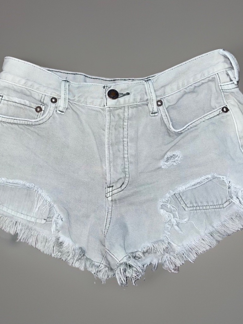 We the Free People Gray Denim Cutoff Distressed Shorts Size 25